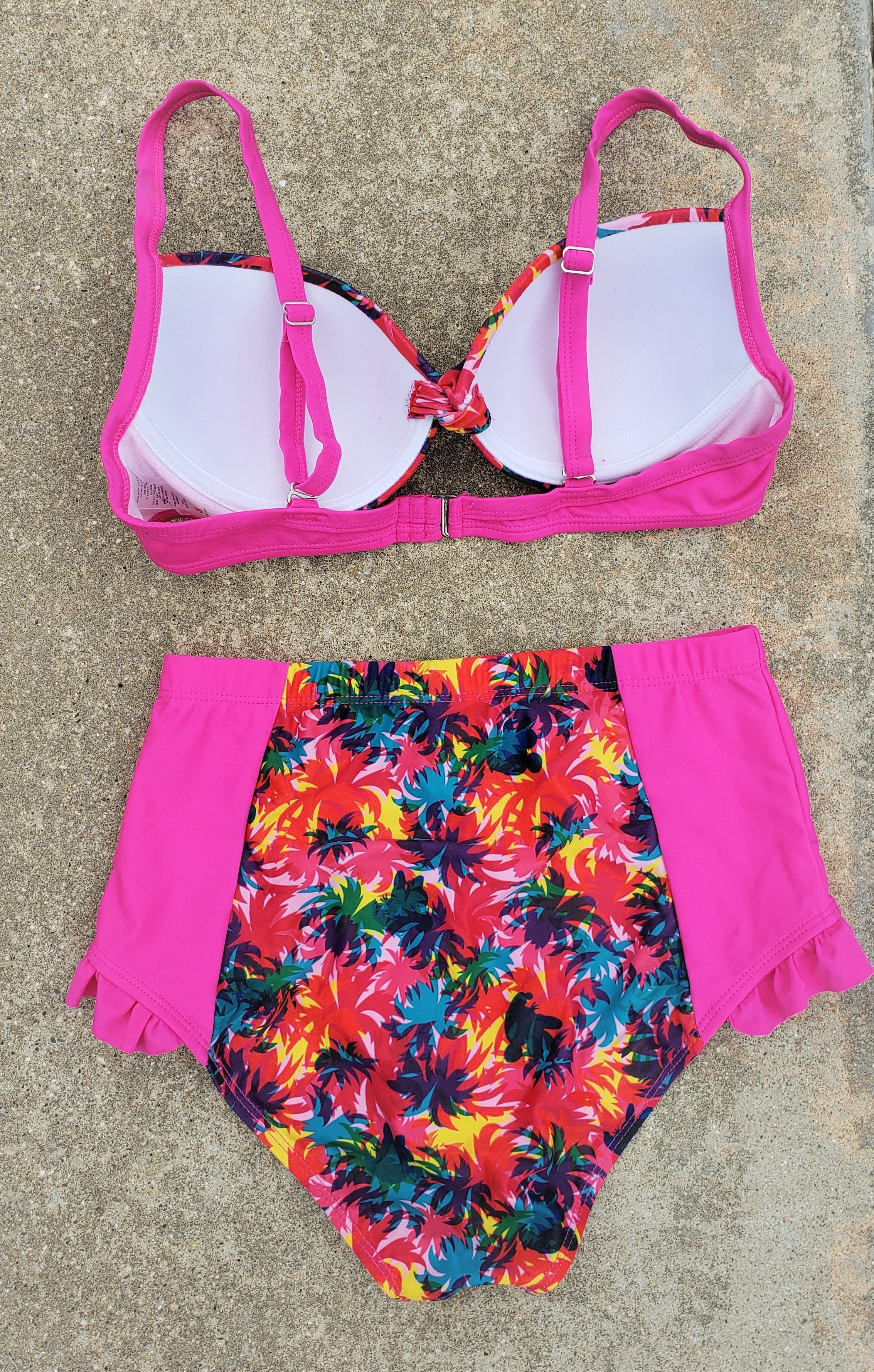 Palm tree high waisted bikini sales